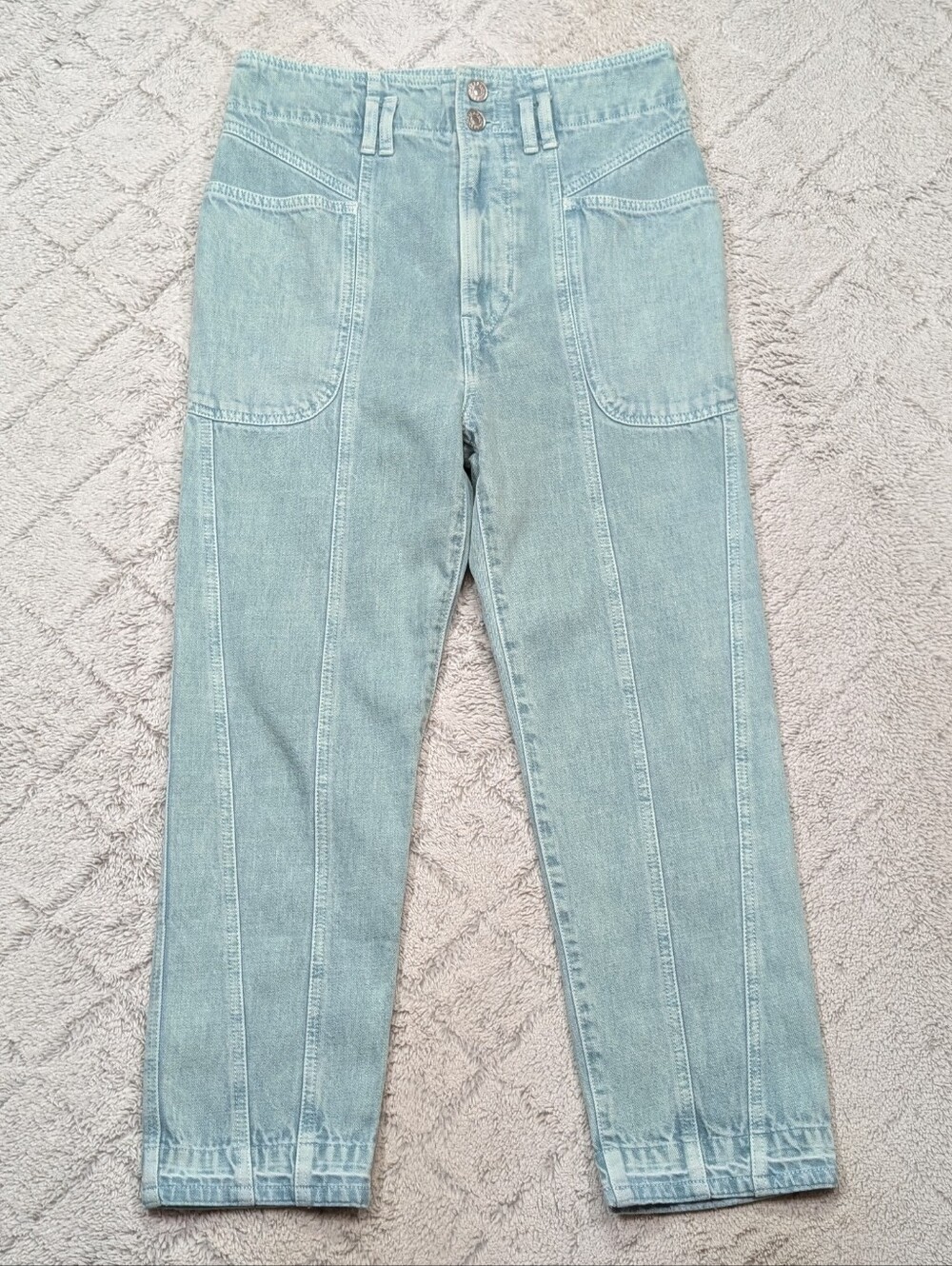 Isabel Marant Etoile Jeans Womens 6 Green Turquoise Tucson Tapered High Rise
